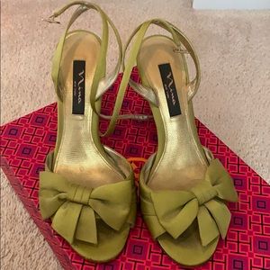 Nina Green Fabric Bow Heel Sandal